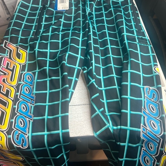 Adidas Track Pants Mens Size S Black Teal JS Rally TP Zippered Cyberpunk - Picture 4 of 6